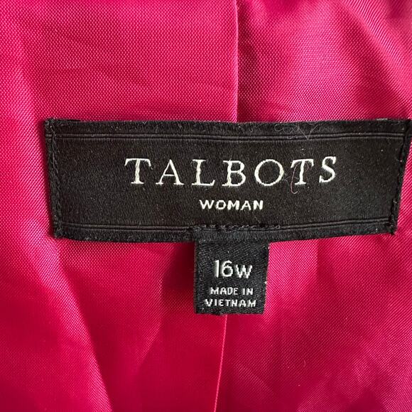 Talbots Textured Fuchsia Jacket with Draped Collar Wool Blend - Picture 6 of 8
